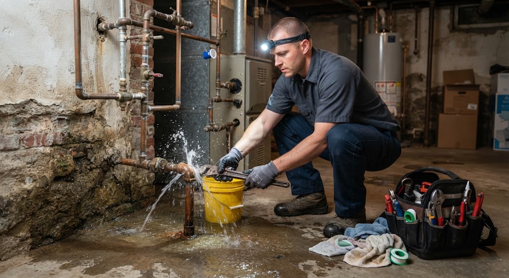 Water leak detection specialist investigating an issue